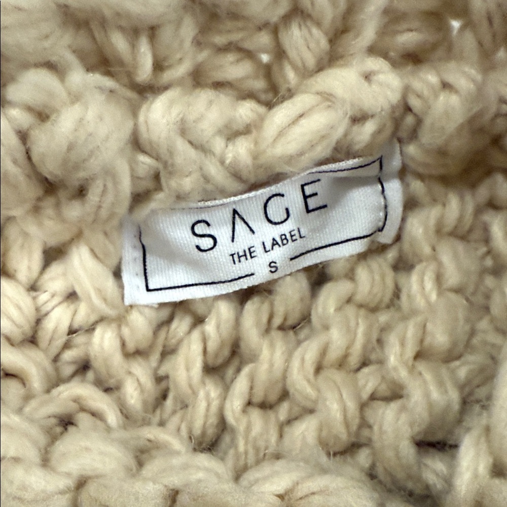 SAGE THE LABEL -chunky Knit Turtleneck backless Sweater - Tan - Picture 4 of 5